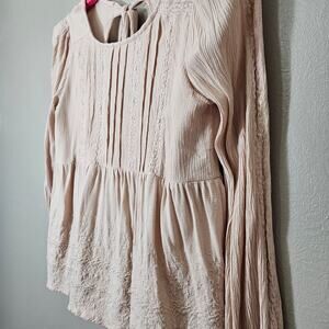 American Eagle BlushPink Lace Embroidered Babydoll Top S Cottage Coquette Fairy